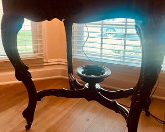 Antique carved walnut center table with the original white marble surface…1850s.