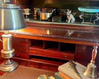 Hand-tolled gold stamped leather writing surface