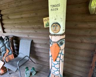 hand carved totem pole 