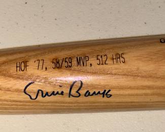 autographed Ernie banks baseball bat 