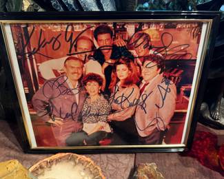 Entire cast signed a photo from cheers