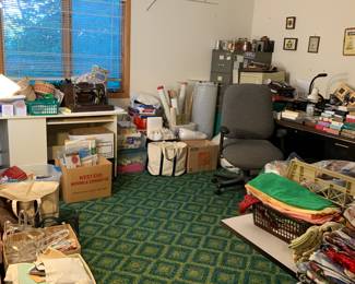 Quilting accessories and supplies, sewing tools, and fabrics 