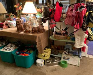 Pet clothing, pet care items, and toys