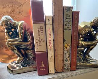 Brass Bookends and Vintage books