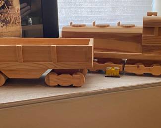 Super cool larger scale wood train set