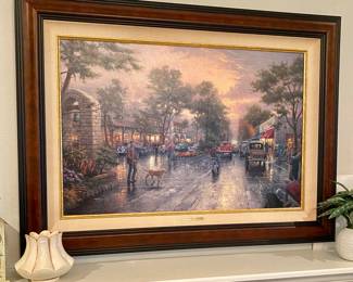 Supreme Limited Edition Large Thomas Kinkade "Carmel Sunset on Ocean Avenue". Comes with COA and extra Thomas Kinkade Gallery papers.