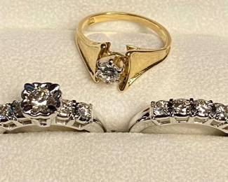 Brand New .25 Carat Diamond Wedding set, NEVER WORN. The back ring is approximately 1/3 Carat Diamond Engagement/Dinner Ring. 100% NATURAL DIAMONDS.