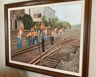 Railroad Construction crew Oil Painting