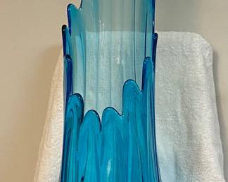 Newly ADDED, 3 Beautiful Stretch/Thrown Art Mid Century Modern Large Vases. This one is 32" tall and 11" wide and is a stunning Blue Color.