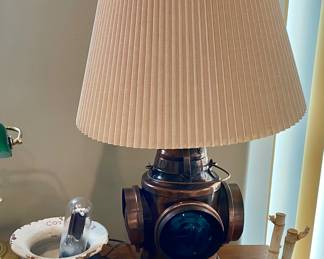 Vintage signed Wabash Railway type lamp