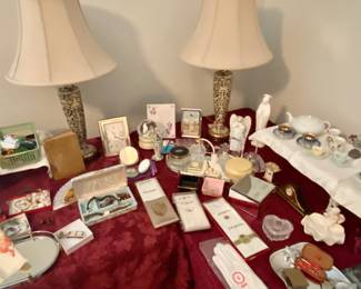 Vintage Lamps and more dresser and jewelry items.