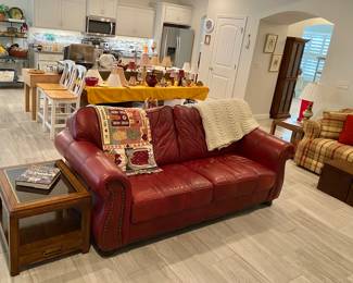 Maroon Large Leather Sofa
