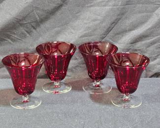 Set of 4 VTG Ruby Red Cordial Glasses