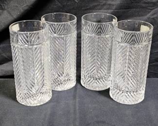 4 Ralph Lauren Crystal Herringbone Highballs