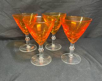 4 Gram Gala Crystal Orange Cocktail Glasses