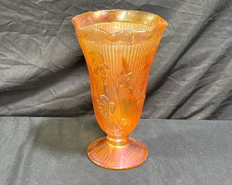 VTG Jeanette Glass Marigold Carnival Glass Vase