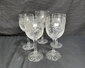 4 Crystal Pinwheel Wine Glasses & 1 Water Goblet