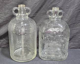 2 Vintage Glass One-Gallon Wine Jugs