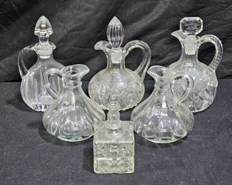 6 Vintage Clear Glass Cruets