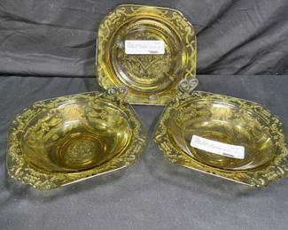 Federal Glass Co. Madrid Amber Soup Bowl & Plate