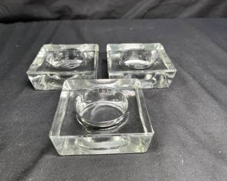 3 MCM Lead Crystal Votive Candle Holders