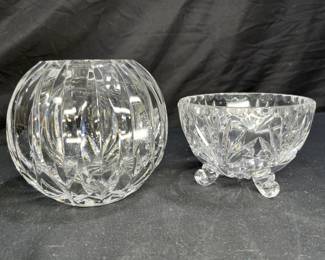Round Crystal Vase & Footed Candy Bowl