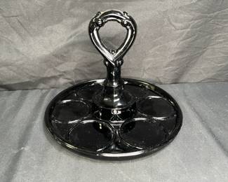 LE Smith Black Amethyst Handled Tray w/ Cup Holder