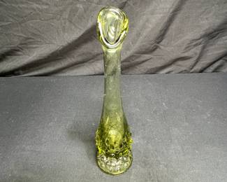 Vintage Fenton Colonial Olive Green Swung Vase