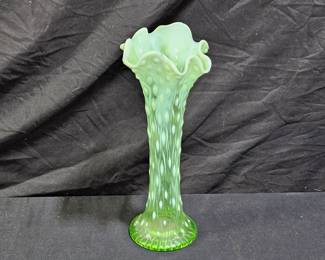 Northwood Blown Green Opalescent Tree Trunk Vase