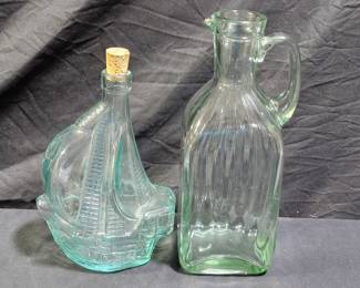 Ship Glass Decanter & Recycled Ribbed Pitcher