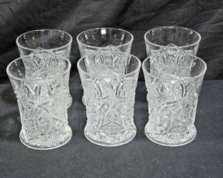 Set of 6 Cut Glass Juice Glasses