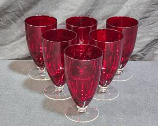6 Vintage Duncan Miller Ruby Red Juice Glasses