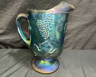 VTG Blue Carnival Indiana Glass Pitcher