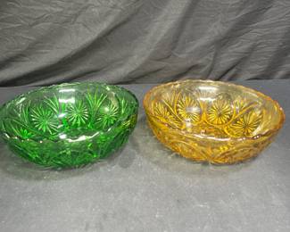 Gold & Green Anchor Hocking Glass 8" Bowls