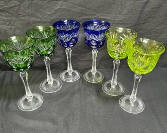 6 Andernach Nachtman Cut Hock Crystal Wine Goblets