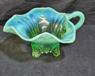 Dugan Glass Opalescent Fan Gravy Boat