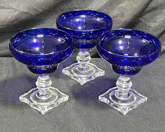 3 Seneca 903 Blue Square Stem Cocktail Glass
