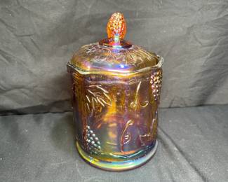  Indiana Glass Amber Carnival Glass Biscuit Jar