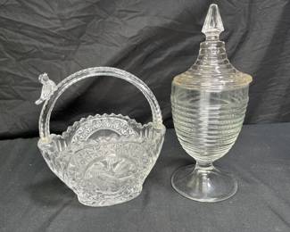 Zaiecar Kristal Basket & Anchor Hocking Candy Dish