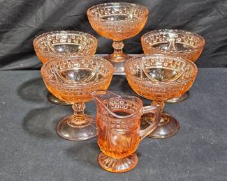 5 Vintage Pink to Orange Sherbets & 1 Creamer