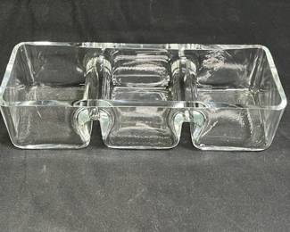 3-Part Clear Glass Serving Dish