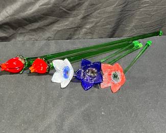 Assorted Art Glass Flowers