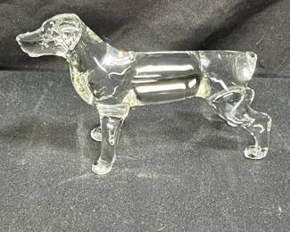 Signed Crystal Dog Statuette