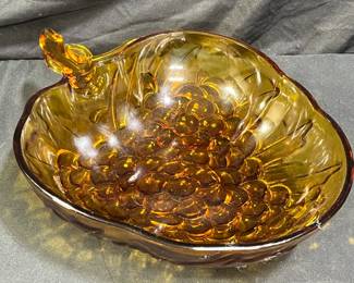 Indiana Glass Amber Grape Salad Bowl