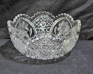 VTG ABP Cut Crystal Floral Design Bowl
