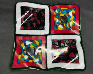 Colorful Fused Glass Decorative Plate