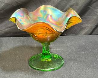 VTG Northwood Glass Daisy & Plume Carnival Compote