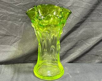Tall Green Glass Vase