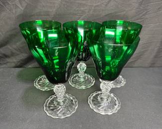 5 Fostoria Colonial Dame Water Goblets
