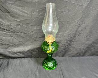 VTG R&A Risdon Mfg Co Green Glass Oil Lamp